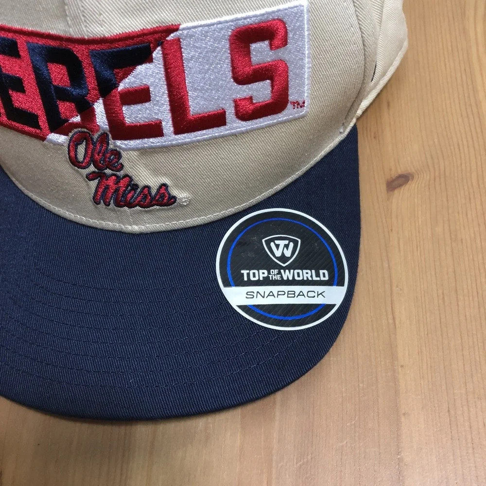 Ole Miss Rebels Top of the World Snapback Goalaso Hat Men's Adjustable Khaki